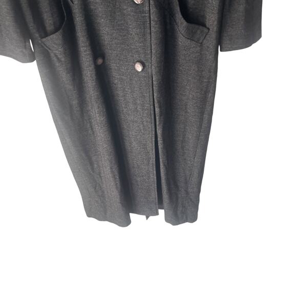 Ten Eleven Vintage 90s Size XL 70% Wool Grey Double Breasted Trench Coat - Picture 3 of 11